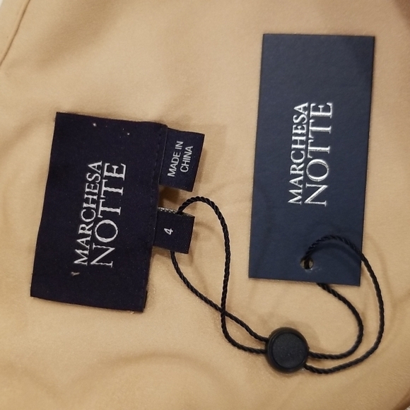 💕MARCHESA NOTTE💕 Glitter Ruffle Asymmetric Cocktail Dress ~ Champagne 4 NWT - Picture 9 of 11